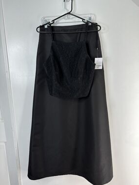 Dessy Collection Vivian Diamond Shirred Full Length Skirt Lace Cropped Top NEW 